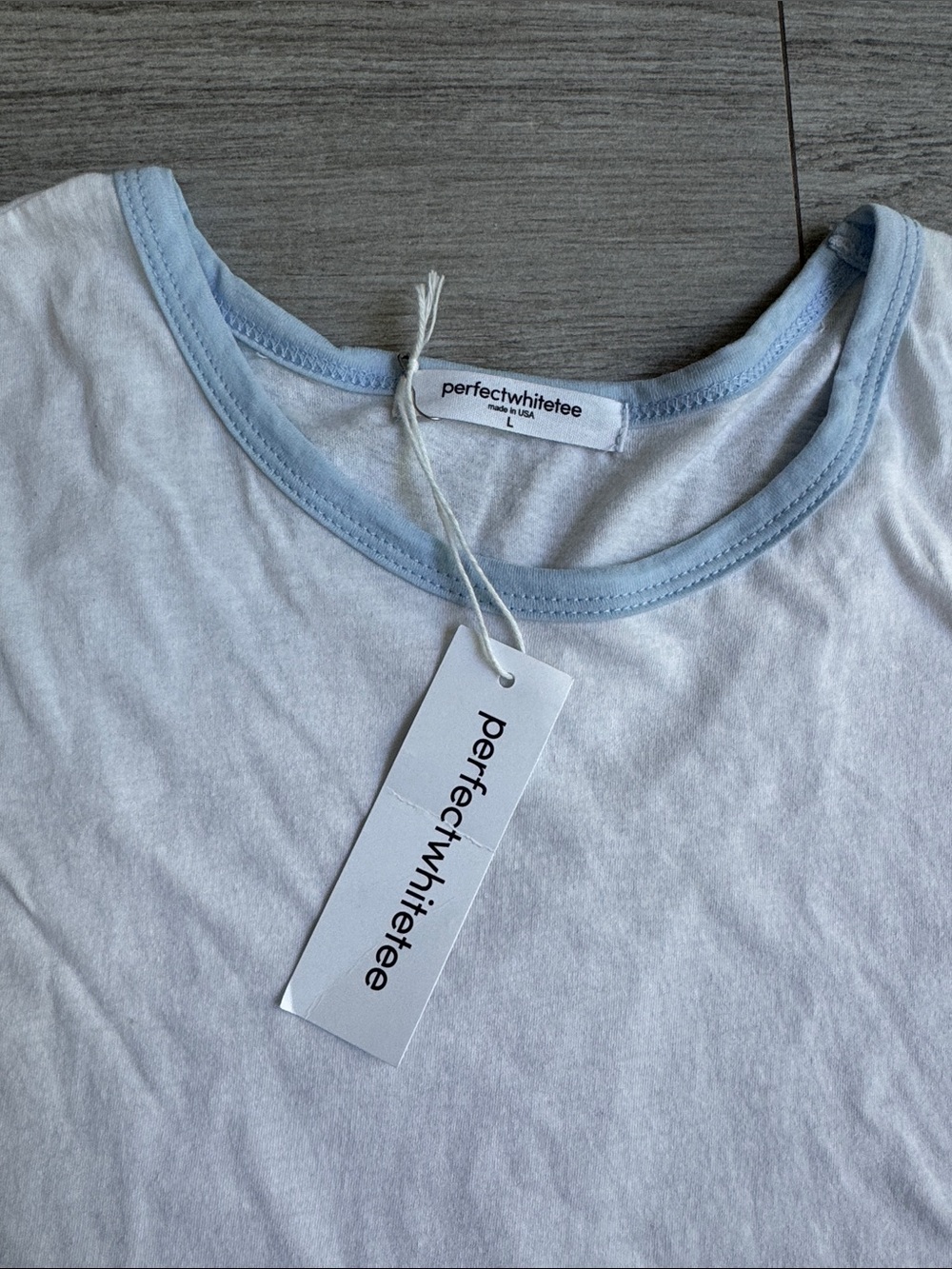 NWT Perfect White Tee Mixology Keys Ringer White Short Sleeve Tee Crewneck Large - Picture 7 of 8